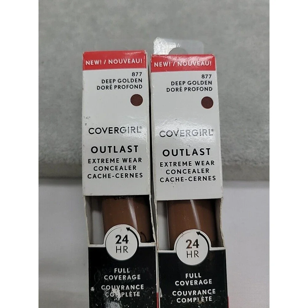 2 Covergirl Outlast Extreme Wear Concealer Deep Golden 877 Waterproof Sealed